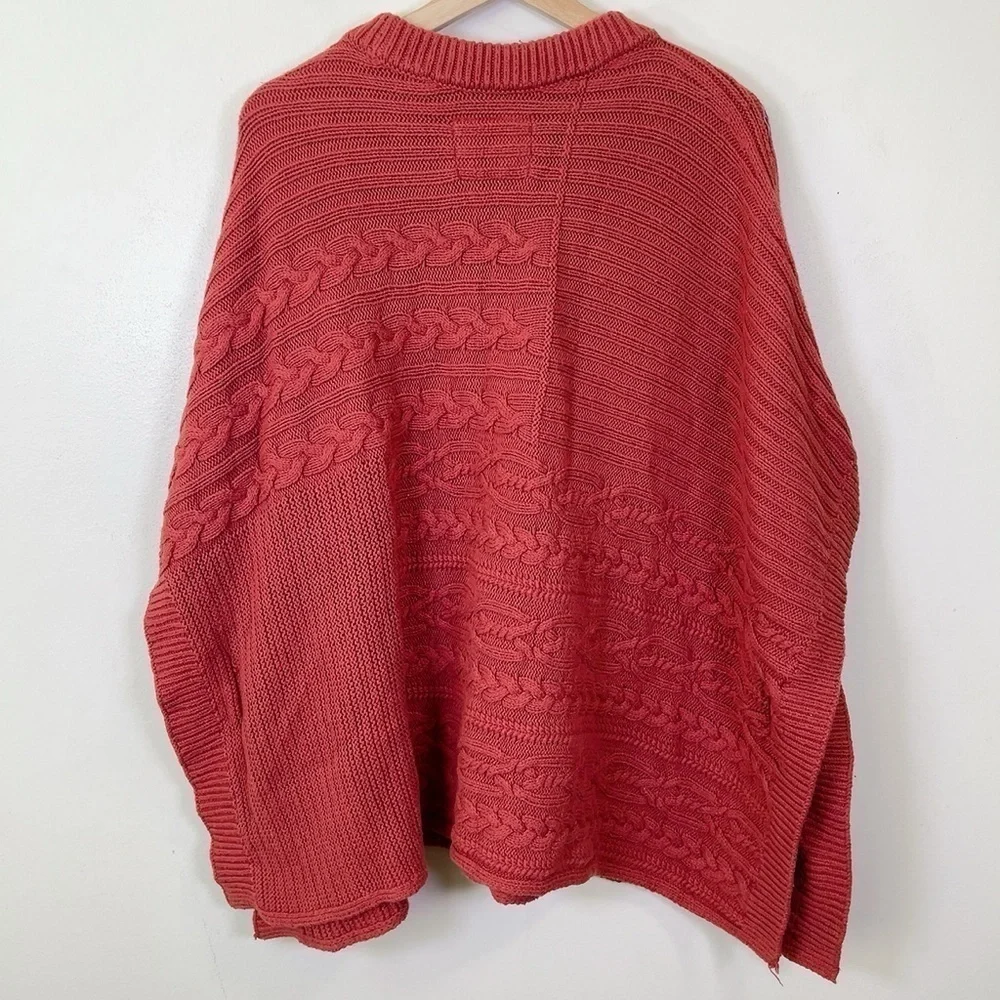 Abercrombie & Fitch Pumpkin Spice Orange Chunky Cable Knit Poncho Sweater